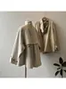 Gabardina de mujer estilo coreano Beishan Tongshu, nueva colección de otoño, abrigo tipo capa de alta gama de nicho de ajuste holgado de longitud media 3165