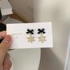 Pendientes de Plata de Ley S925 con Aguja de Plata, Novedad Otoño e Invierno, Pendientes de Botón con Diseño de Lazo y Copo de Nieve, Diseño para Niña, Elegantes y Sencillos de Alto Nivel