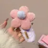 Grampo de Cabelo Flor de Pelúcia Outono e Inverno para Mulheres, Grampo Fofo e Doce na Parte de Trás da Cabeça, Presilha Bico de Pato, Grande Grampo de Cabelo de Linha Única