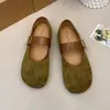 Zapatos Mary Jane Planos de Gamuza con Velcro Estilo Retro de Punta Baja para Mujer 2026, Correa Metálica Única, Estilo Suave Modelo Nuevo