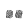 Pendientes elegantes de moda de diseño retro estilo europeo y americano, pendientes geométricos plisados de acero inoxidable chapado en oro de 18 quilates para mujer