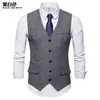 Nuevo Chaleco de Espiga con Cuello en V para Hombre Otoño/Invierno Chaleco de Traje Retro Británico Talla Europea Chaleco Casual para Banquete de Boda Capa Interior
