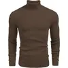 Suéter Listrado Texturizado Masculino da Amazon, Malha Quente e Respirável para Outono e Inverno, Suéter de Gola Alta Business Casual