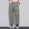 Calça Masculina de Seda Gelada com Malha Transpassada Verão Fina Calça de Nove Pontos Secagem Rápida Calça de Ar Condicionado Respirável Calça Jogger Calça Casual