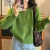 Cardigan de Punto Nuevo Otoño 2026 Cuello Redondo Top para Mujer Estilo Coreano Holgado Casual Adelgazante Suave Chaqueta Suéter