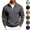 Sudadera con cremallera, cuello alto, patchwork de bloques de color, retro, corte holgado, forro polar, ropa casual para el hogar, ropa para ir al trabajo, estilo minimalista americano transfronterizo para hombre