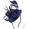Venta caliente de Amazon sombrero bombín vintage de plumas accesorios para el cabello precioso tocado de sombrero bombín de satén sombrero de actuación nupcial europeo y americano