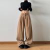 Pantalones casuales de diseño retro americano Sense para mujer, invierno 2024, nuevos pantalones holgados de corte limpio y de pierna ancha de alta gama Sense