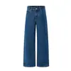 Jeans Vintage Azules Oscuros de Pierna Recta Estilo Old Money para Hombre, Tendencia High Street Básicos de Pierna Ancha Holgados Pantalones Dad