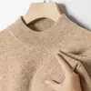 Suéter masculino atacado transfronteiriço suéter espesso outono e inverno novo estilo gola alta média cor sólida manga longa camisa base de tricô