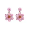 Pendientes de Rafia Tejida de Verano Europeos y Americanos de Color Contrastante Dulces con Flores Estilo Bohemio Hermosos Pendientes Suministro Transfronterizo