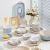 Conjunto de Louças e Pratos Cerâmicos Japoneses para Uso Doméstico Novo 2024 Cor Sob Esmalte Tigela de Arroz e Prato de Jantar de Alto Valor Presente de Inauguração