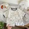 Conjunto de Pijama Infantil Fino de Verão, Roupa de Casa Fofa para Bebês, Shorts de Manga Curta, Roupa para Ar Condicionado para Meninas, Roupa Transfronteiriça para Meninos