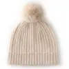 Nuevo Gorro de Cachemir Otoño/Invierno 2024 para Mujer, Gorro de Punto Simple y Versátil con Pompón de Piel de Zorro, Gorro Cálido y Engrosado para Clima Frío
