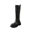 Botas de caña alta de moda estilo británico con suela gruesa de 5.5 cm, nuevo modelo otoño e invierno 2026, punta redonda, tacón grueso, hebilla de cinturón, botas de montar
