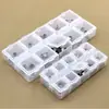Caja cuadrada de almacenamiento de joyas de PP de doble fila con 10 compartimentos, transparente, con tapas individuales, caja pequeña para medicamentos, recipiente vacío para esmalte de uñas