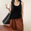 Camisole 100% Lã com Gola U para Mulheres, Início da Primavera 2026, Fina e Ajustada ao Corpo, com Bojos Embutidos
