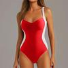 2025 Nuevo Amazon Europeo y Americano Sexy Aliexpress Comercio Exterior Traje de Baño de una Pieza Tallas Grandes Transfronterizo Bloques de Color Conservadores Color de Contraste