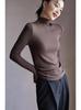 Camiseta de Fondo de Cuello Alto Medio de Modal de Alta Calidad para Mujer en Otoño e Invierno con Top de Camiseta de Manga Larga con Hombro Derecho Descubierto