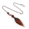 Comércio Exterior Novos Produtos Prata Antiga Cristal Colorido Pêndulo Pedra Semi-preciosa Pedra Colorida Resina Pêndulo Hexágono Cone Pingente