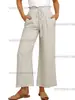 Pantalones de pierna ancha con cordones y cintura elástica, color liso, hasta el tobillo, casuales, para estación independiente de Amazon 2023, transfronterizos