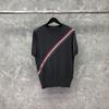 TIME BREATHE TB suéter manga curta vermelho Branco Azul listrado gola redonda camiseta masculina verão casual pulôver camiseta