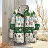 2025 temu estación independiente otoño e invierno nuevo estilo estampado navideño chaqueta acolchada de algodón de un solo botón abrigo de algodón para mujer