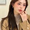 Qin Ru TikTok Explosiones Pendientes Dorados de Plata Rota Pendientes Pendientes Dorados con Texto para Mujer Pendientes de Moda Sencillos Versátiles