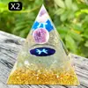 Pirâmide de bola de cristal natural de 8cm Ornamento de mesa de escritório europeu e americano Artesanato de pirâmide de resina para yoga e meditação