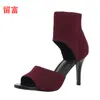 Liu Fu spot novas sandálias femininas de salto alto moda europeia e americana plus size chinelo sandálias femininas de salto alto comércio exterior