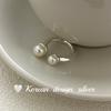 Agente de Compras Coreano Dongdaemun Anillo de Plata de Ley S925 con Textura Asimétrica y Perla de Agua Dulce Natural con Apertura Ajustable