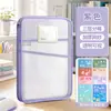 Bolsa de armazenamento de material de estudo com zíper em malha transparente, grande capacidade para classificação por matéria, bolsa de armazenamento para documentos e dinheiro