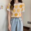 Suéter Corto Mujer Talla Pequeña Delgado Manga Corta Camiseta Verano Nuevo Estilo Universitario Moda Color de Contraste Top Tendencia