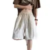 Shorts de Trabajo Retro Americano de Seda Helada para Hombre, Estilo Delgado de Verano con Diseño de Pliegues, Pantalones Rectos Sueltos Casuales de Longitud Media
