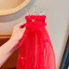 Diadema de Saludos de Año Nuevo para Niños Pasador Rojo con Lazo para Bebé Bola de Pelo con Borla Estilo Chino para Niñas