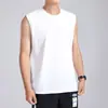 Camiseta sin mangas de estilo americano para hombre, resistente, de hombros anchos, camiseta deportiva sin mangas, cuello redondo, corte holgado, color liso, transpirable