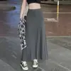 Saia feminina cinza escuro para primavera, verão e outono, cintura alta, modeladora, saia lápis, tamanho petite, saia longa de modal estilo sereia, moderna