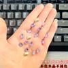 Nail de celebridade da internet Roxo cristal formato pontiagudo diamante Cor super brilhante Coração torto borboleta Vidro roxo diamante grande acessórios