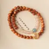 Pulsera Circular Múltiple de Ciprés Natural 6mm DIY Bolsa de la Fortuna de Jade Rosa Pulsera Artística Suave Envolvente para Mujer Venta al por Mayor desde el Fabricante