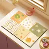 Tapete de ralo de cozinha com padrão patchwork estilo fresco mais vendido, absorvente e de secagem rápida, tapete isolante térmico para restaurante, porta-copos para máquina de café, em estoque