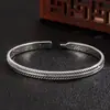 2021 Venta Caliente Vintage Apertura Moda Plata Tailandesa Pluma Negra Hojas Flor Pulsera Pulsera Pulsera Pulsera Venta al por Mayor