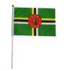 Bandera de Dominica, bandera de mano, asta de plástico, impresión de poliéster de doble cara, fabricantes de banderas al por mayor, se puede levantar