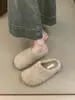 Chinelos peludos femininos para uso externo, novidade outono e inverno 2026, chinelos de algodão fada vermelhos quentes de pelúcia vintage para mulheres