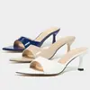 Sandálias Femininas de Salto Alto, Mule Largo, Bico Fino Elegante, Saltos Kitten Confortáveis, Sandálias Femininas para Festa Noturna de Quatro Estações