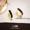 Brincos Geométricos em U com Gotejamento de Óleo Retro de Nicho, Brincos Minimalistas Quadrados de Luxo Leve, Acessórios de Orelha Elegantes e Modernos
