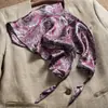 Pañuelo Triangular de Encaje Floral Estilo Francés para Mujer, Estilo Pastoral, Tocado con Lazo Negro para la Cintura, Turbante Vintage, Bufanda de Seda para Protección Solar
