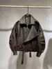 Chaqueta de piel de cordero transfronteriza para motocicleta, abrigo de cuero PU holgado, abrigo simple de gran tamaño de alta gama para principios de otoño