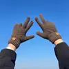 Luvas de tricô estilo casal outono e inverno masculino e feminino versão coreana luvas de lã espessadas luvas quentes com forro de fleece luvas sem dedos para ciclismo