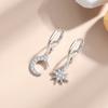 Pendientes de plata de ley S925 con forma de estrella, luna y diamantes, estilo coreano, con diseño de viento simple, fabricantes de joyas al por mayor.