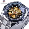 Aliexpress Forsining Reloj de Moda Europeo y Americano para Hombre Reloj Mecánico Automático Caja Dorada Esfera Interior Blanca Cara Blanca
